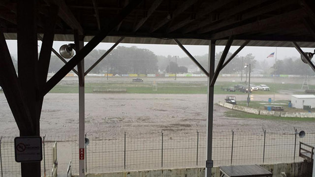 A late afternoon downpour just prior to hot laps flooded the Cresco Speedway and washed out any chance of racing Sunday night.