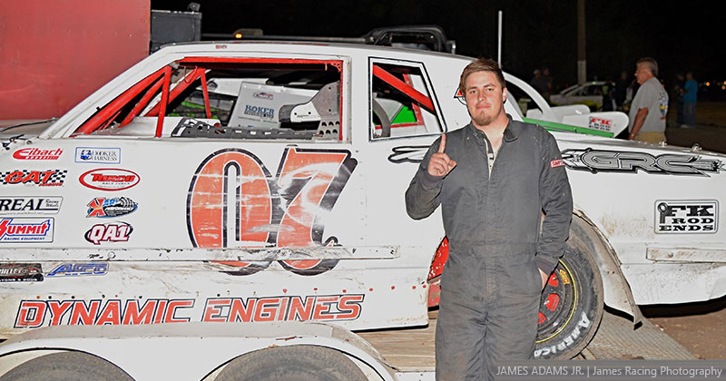 Donavon Flores won the Holley USRA Stock Car feature on Saturday, June 9, 2018, at the Southern New Mexico Speedway in Las Cruces, N.M.