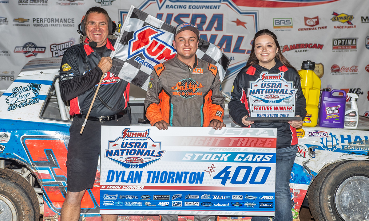 Dylan Thornton won the Medieval USRA Stock Car main event.
