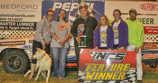 Four-time national champion Dustin Gulbrandson won the Cook Racing Supplies USRA Hobby Stock feature.