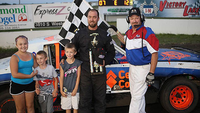 Aaron DeThury won his very first feature at I-90 Speedway Saturday night in the USRA Hobby Stock class.