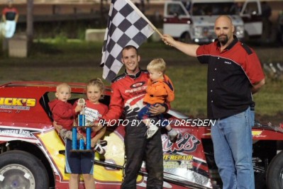 Michael Long pocketed $1,000 with his win in the USRA Modified main event on Saturday, Aug. 18, at the Pepsi Scotland County Speedway in Memphis, Mo.