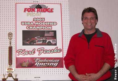 Karl Fenske was honored as the 2005 USRA Modified Track Champion at the recent Fox Ridge Speedway awards banquet. (Photo credit: Roger Wojchik)