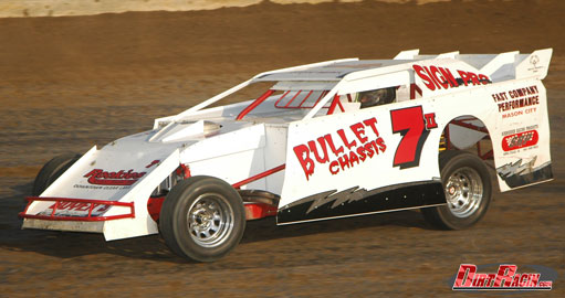 Mike Hejna of Clear Lake won the USRA Modified feature on Friday, June 29, at the Cresco Speedway.