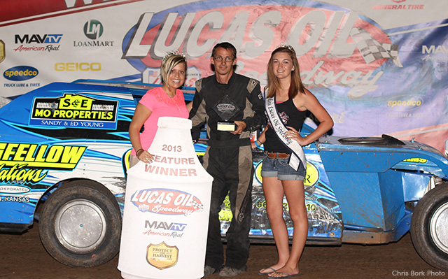 Terry Schultz won the USRA Modified feature on Saturday, June 29, at the Lucas Oil Speedway.