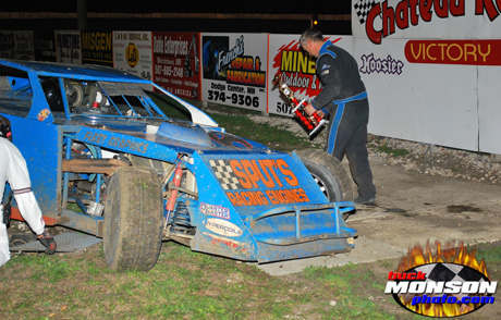 Despite a broken front suspension, Tommy Myer walked away with trophy on Friday, May 1, at the Chateau Raceway.