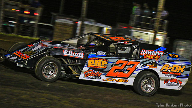 Matt Jones topped a 32-car field of USRA B-Mods to garner his first Iron Man Challenge checkers of the 2014 campaign.