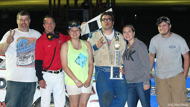 Last year's track champion, Kevin Blackburn of Fulton, made it two feature wins in a row Saturday in USRA Modified competition at the Central Missouri Speedway.