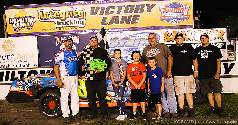 Travis Shipman won the Holley USRA Stock Car feature on Saturday, July 7, 2018, at the Hamilton County Speedway in Webstr City, Iowa.