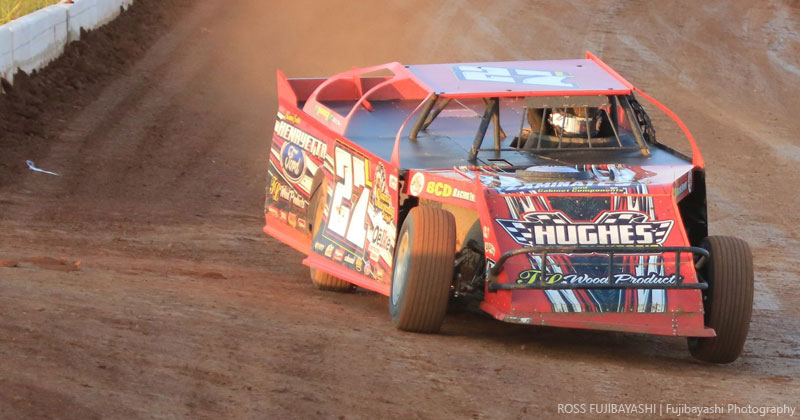 Trevor Latham won the USRA Modified feature at the Tri-State Speedway in Pocola, Okla., on Saturday, June 9, 2018.