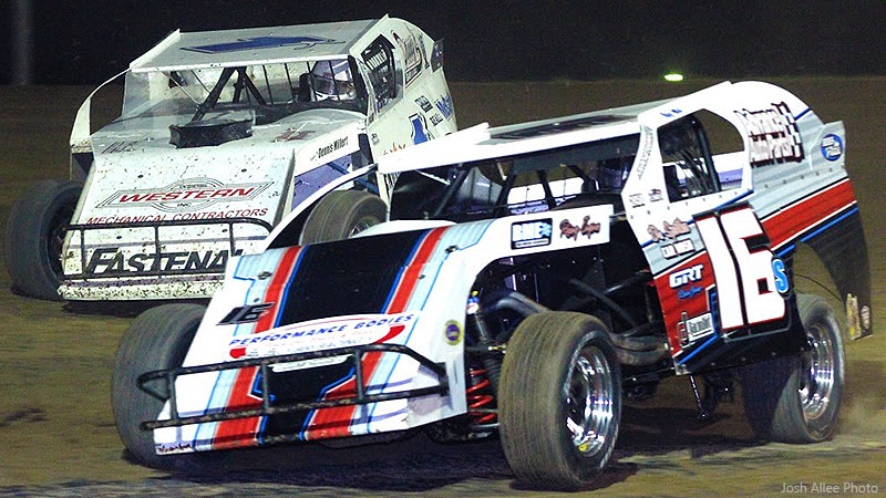 Kerry Davis (16s) and Tim Karrick (1k) are two of the best USRA Modified drivers in the Kansas City area. Davis posted a third-place finish in last week's $1,000-to-win weekly payout for the USRA Modifieds.