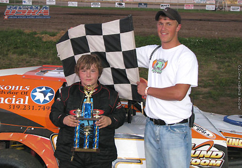 History was made Sunday night in the USRA Karl Chevrolet B-Mod feature as 13-year-old Tyler Droste raced to his first main event win to become the youngest winner in the history of the speedplant at the Mighty Howard County Fairgrounds.
